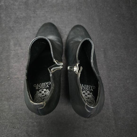 Vince Camuto Black Leather Elvin Platform Ankle Booties High Heel - Picture 4 of 10